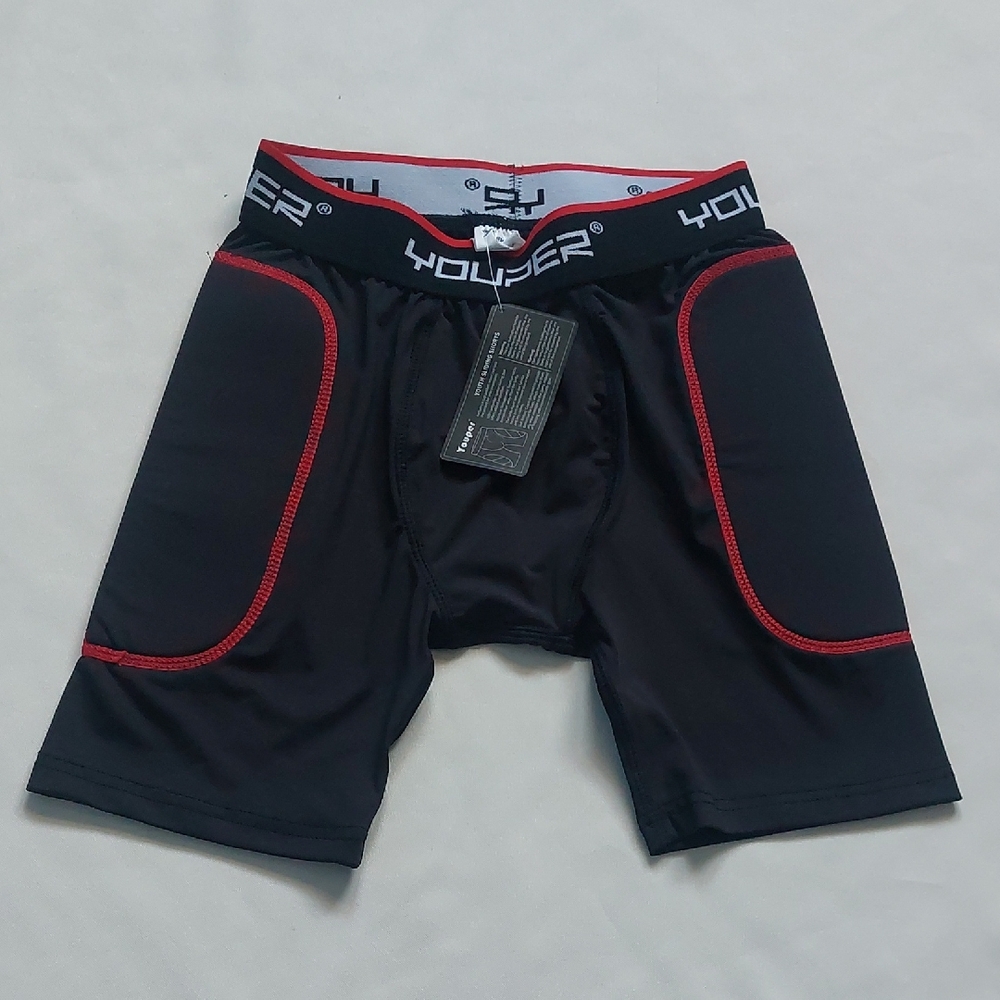 Youper Fotball‎  Padded Sliding Short Black With Red Youth Boys Size M